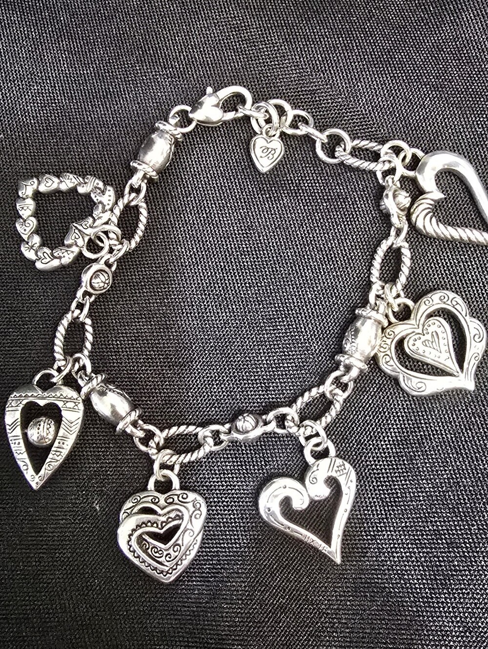 Retired Brighton L'Amore Heart Charm Bracelet,
